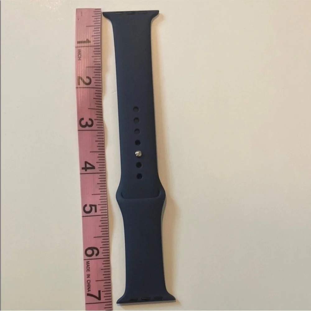Apple Watch Navy Blue Silicone Band 42mm Silver Buckle NWOT